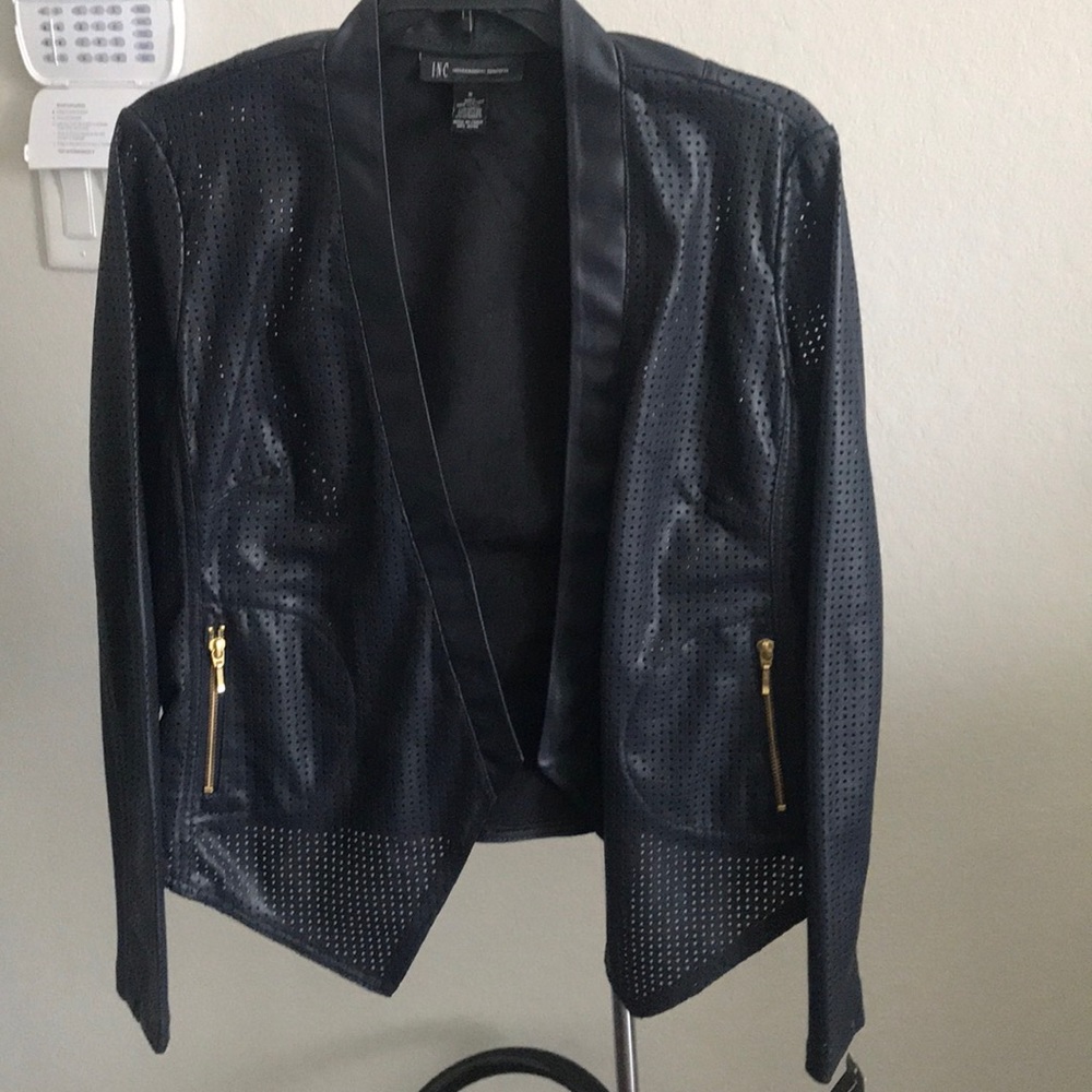 Leather and knit jacket